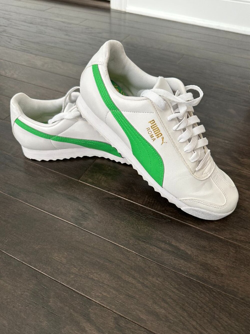 Puma Men's US 10.5 Roma Basic Plus 'White Irish Green' Classic Low Top Sneakers